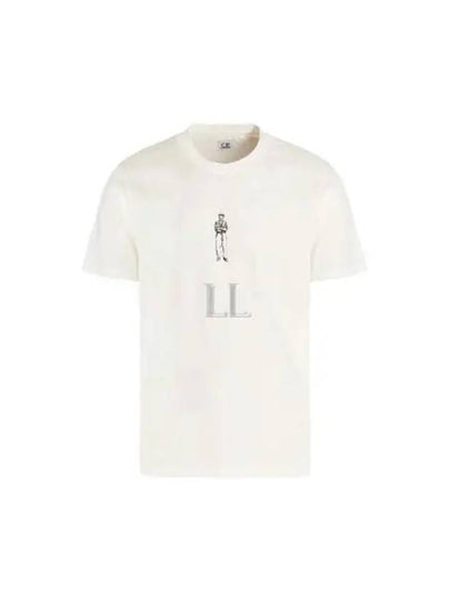 Horizontal Logo Crew Neck Short Sleeve T-Shirt White - CP COMPANY - BALAAN 2