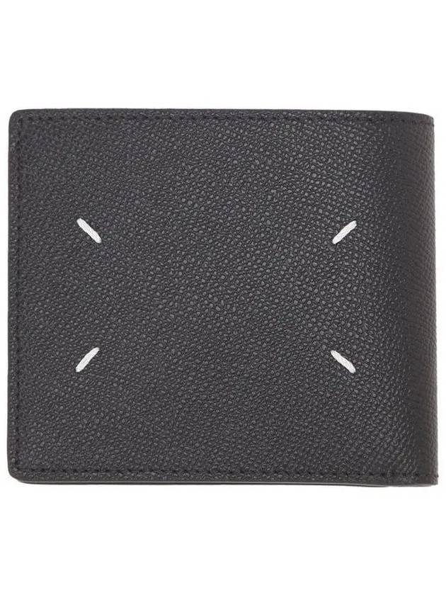 Stitched Bifold Leather Half Wallet Black - MAISON MARGIELA - BALAAN 2