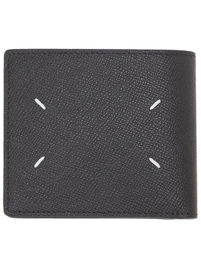 Stitched Bifold Leather Half Wallet Black - MAISON MARGIELA - BALAAN 2