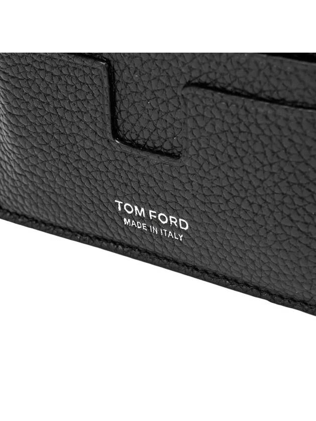 Silver Logo Classic T-Line Grain Leather Card Wallet Black - TOM FORD - BALAAN 5