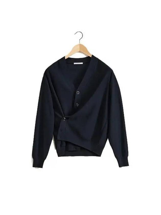 Relaxed Twisted Merino Wool Blend Cardigan Navy - LEMAIRE - BALAAN 2