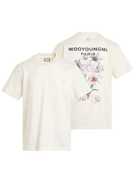 Flower Back Logo Short Sleeve T-Shirt Ivory - WOOYOUNGMI - BALAAN 2