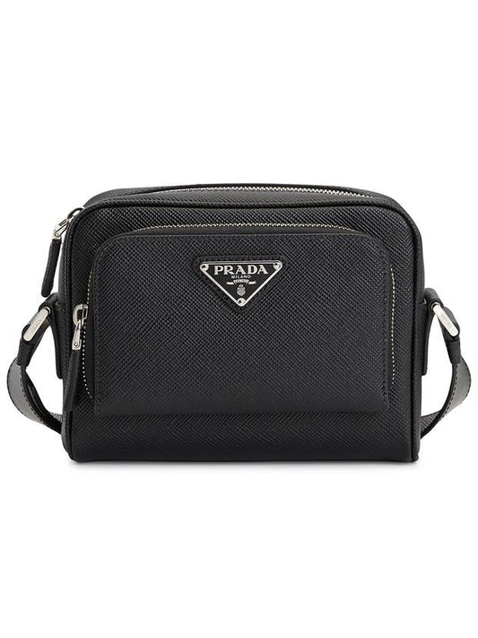 Saffiano Triangle Logo Black Cross Bag Black - PRADA - BALAAN 2