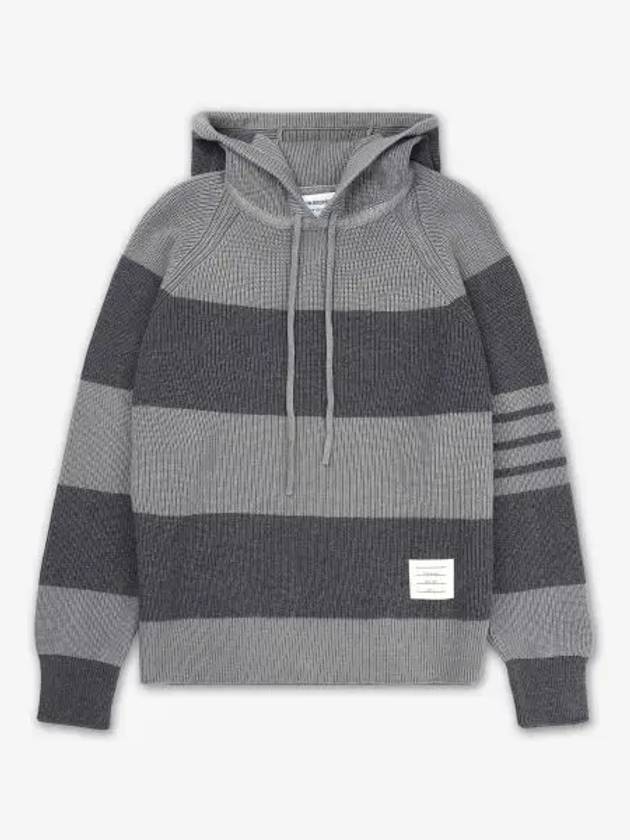 4 Bar Striped Cashmere Hoodie Grey - THOM BROWNE - BALAAN 2