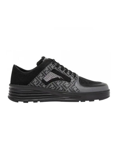 FF Pattern Leather Trainer Low Top Sneakers Black - FENDI - BALAAN 1