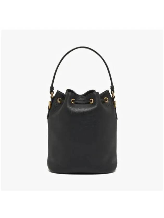 Vitello Phoenix Gold Plated Logo Leather Bucket Bag Black - PRADA - BALAAN 6