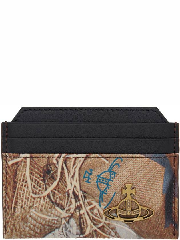 Graphic Print Slim Card Wallet Beige Black - VIVIENNE WESTWOOD - BALAAN 1