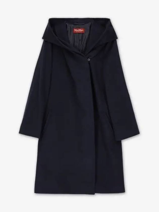 New Mang Hooded Wool Single Coat Navy - MAX MARA - BALAAN 2