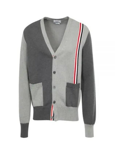 Fun Mix V-neck Cotton Cardigan Grey - THOM BROWNE - BALAAN 2