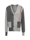 Fun Mix V-neck Cotton Cardigan Grey - THOM BROWNE - BALAAN 2