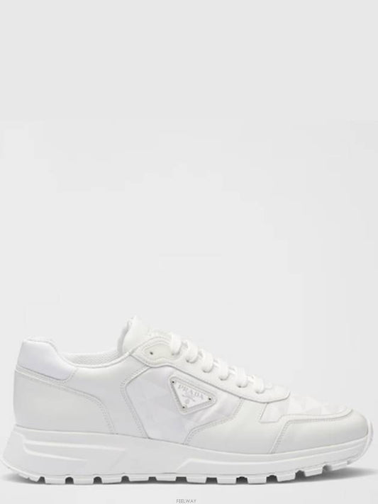 Leather Re-Nylon High Top Sneakers White - PRADA - BALAAN 2