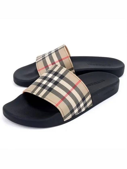 Vintage Check Print Slippers Black Beige - BURBERRY - BALAAN 2