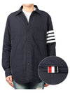 4 Bar Poly Twill Down Shirt Jacket Navy - THOM BROWNE - BALAAN 2