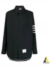 4 Bar Stripe Plain Weaving Wool Long Sleeve Shirt Navy - THOM BROWNE - BALAAN 2