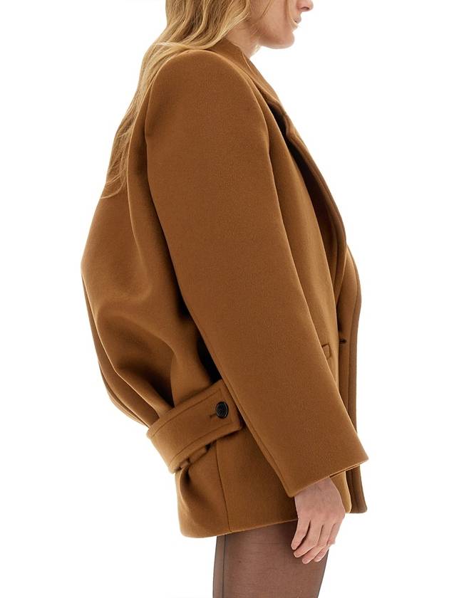 Short Wool Single Coat Camel - SAINT LAURENT - BALAAN 4