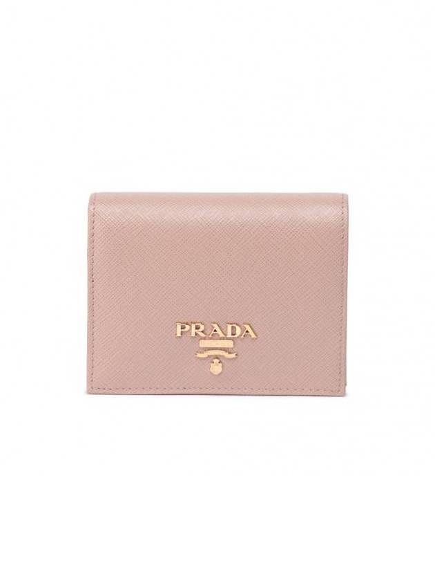 Saffiano Leather Half Wallet Pink - PRADA - BALAAN 1