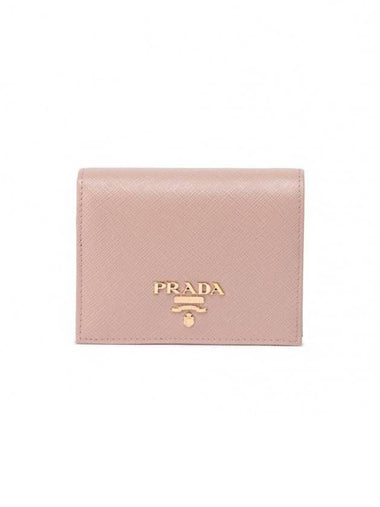 Saffiano Leather Half Wallet Pink - PRADA - BALAAN 1