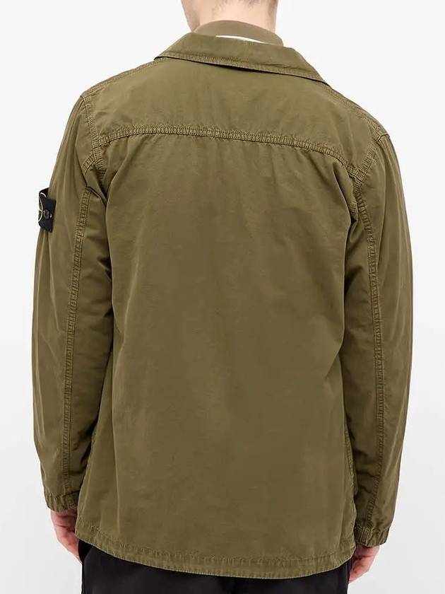 Men's Waffen Patch Cotton Pocket Old Effect Jacket Olive Green - STONE ISLAND - BALAAN.