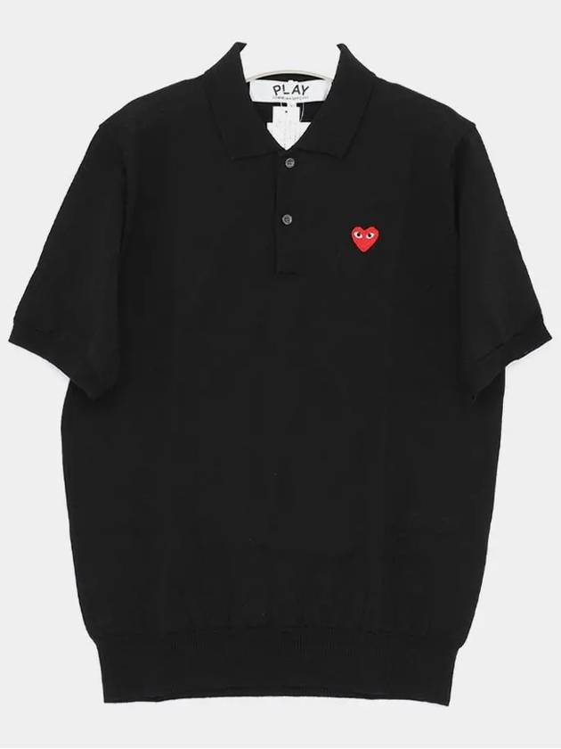 P1N0941 BLACK Red Heart Wool PK Knit - COMME DES GARCONS - BALAAN 1