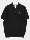 Red heart patch logo short sleeve wool men s PK knit P1N0941 BLACK - COMME DES GARCONS - BALAAN 1