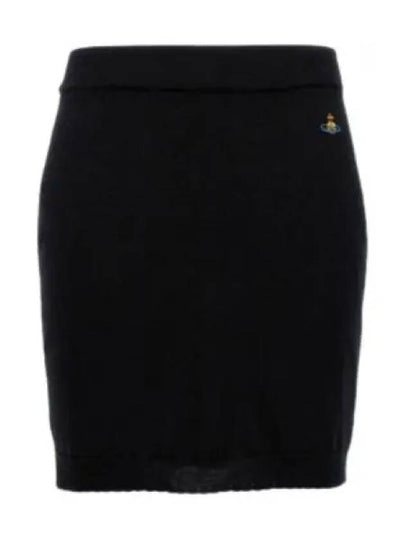 Bea Logo Knit Mini H-Line Skirt Black - VIVIENNE WESTWOOD - BALAAN 2