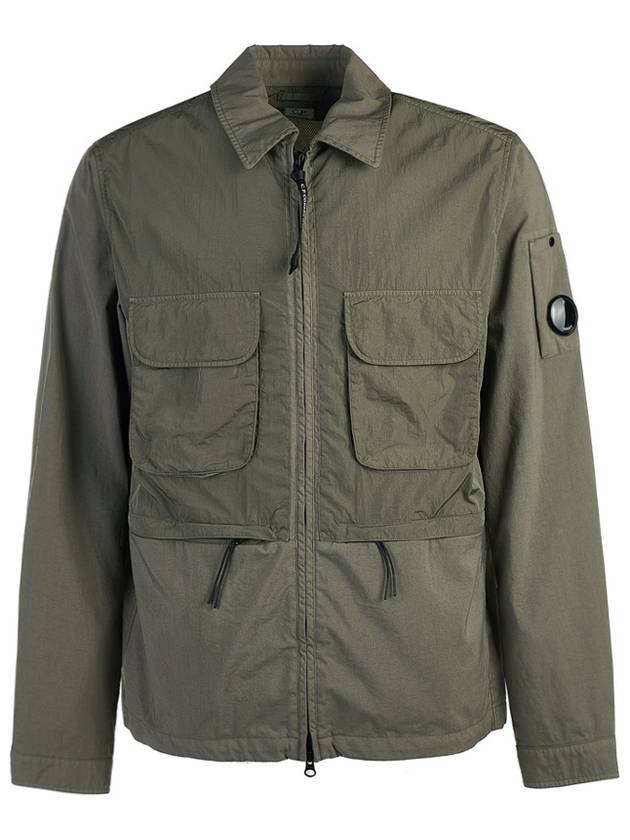 Men's Lens Wappen Two-Pocket Nylon Zip-Up Jacket Green - CP COMPANY - BALAAN 2