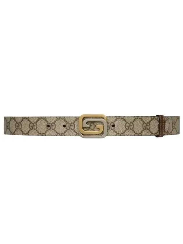 Square Interlocking GG Buckle Leather Belt Beige - GUCCI - BALAAN 2