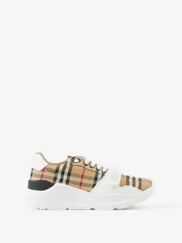 Vintage Check And Leather Sneakers White Archive Beige - BURBERRY - BALAAN 2