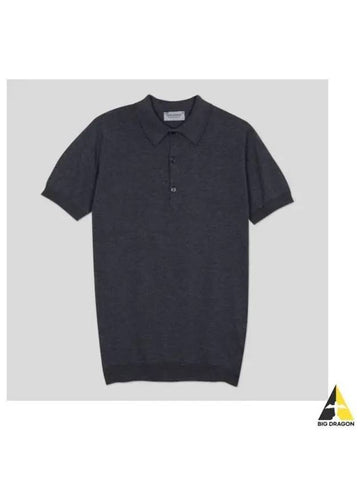 Adrian knit collar shirt charcoal - JOHN SMEDLEY - BALAAN 1