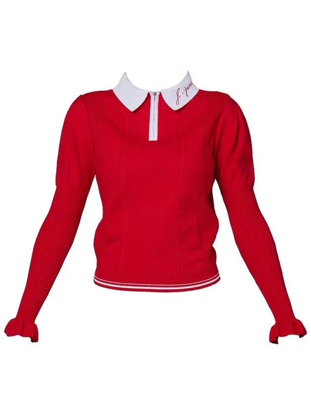 Golf Wear Puff Sleeve Collar Knit Red - J JANE - BALAAN 2