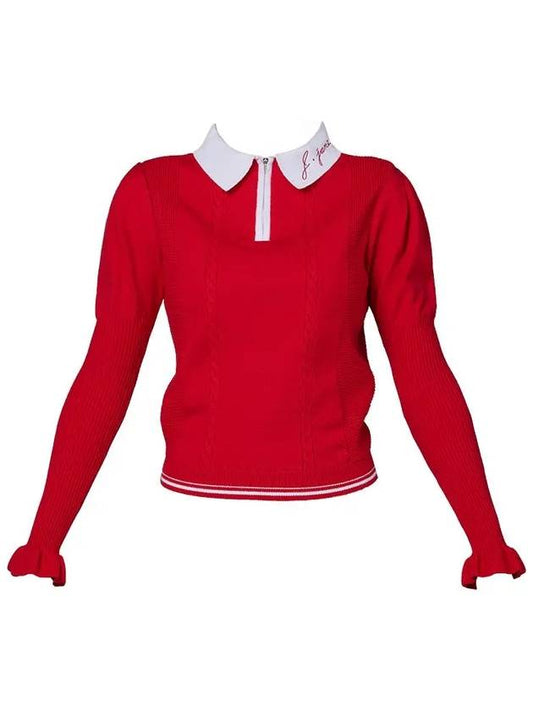 Golf Wear Puff Sleeve Collar Knit Red - J JANE - BALAAN 2