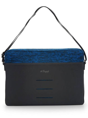 Dupont Jet Millennium Black and Blue Rubber and Canvas Messenger Bag - S.T. DUPONT - BALAAN 1