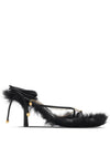 Slinky Leather Sandals Heel Black - BURBERRY - BALAAN 1