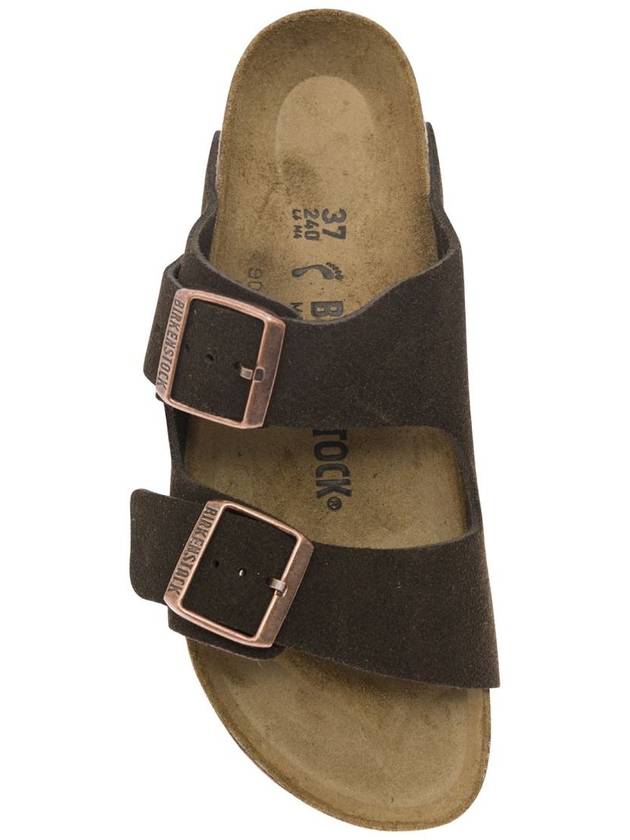 Brown Slip-On Sandals With Engraved Logo In Leather And Cork Man - BIRKENSTOCK - BALAAN 4