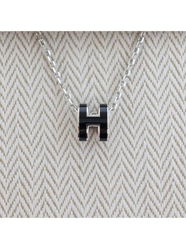 Mini Pop H Pendant Necklace Palladium Noir Silver - HERMES - BALAAN 5