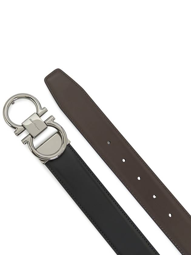 Gancini Reversible Adjustable Calfskin Leather Belt Black - SALVATORE FERRAGAMO - BALAAN 5