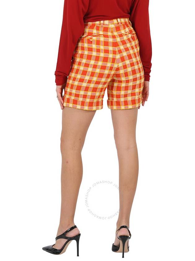 Women's Check Tweed Shorts Orange - GUCCI - BALAAN 4