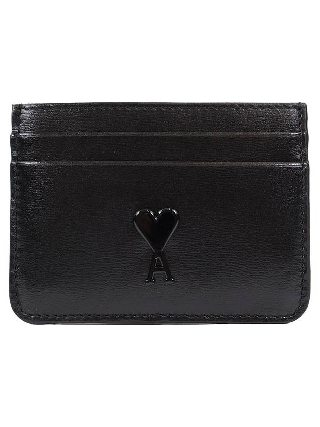 Heart Logo Leather Card Wallet Black - AMI - BALAAN 2