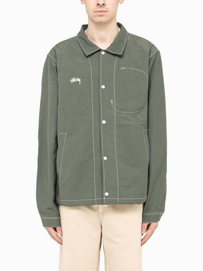 Embroidered Logo Nylon Folsom Jacket Green - STUSSY - BALAAN 2