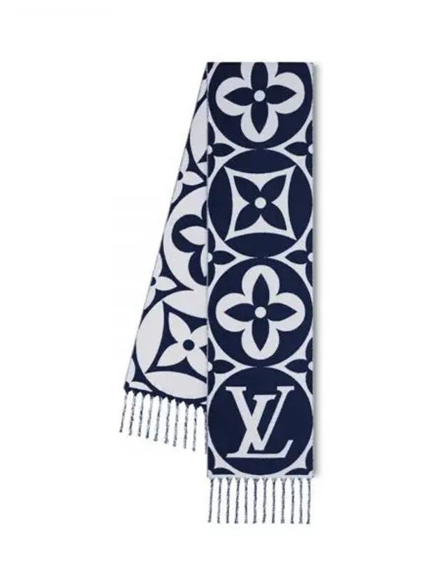 Muffler Scarf LV Medallion Blue Marine M94850 - LOUIS VUITTON - BALAAN 1