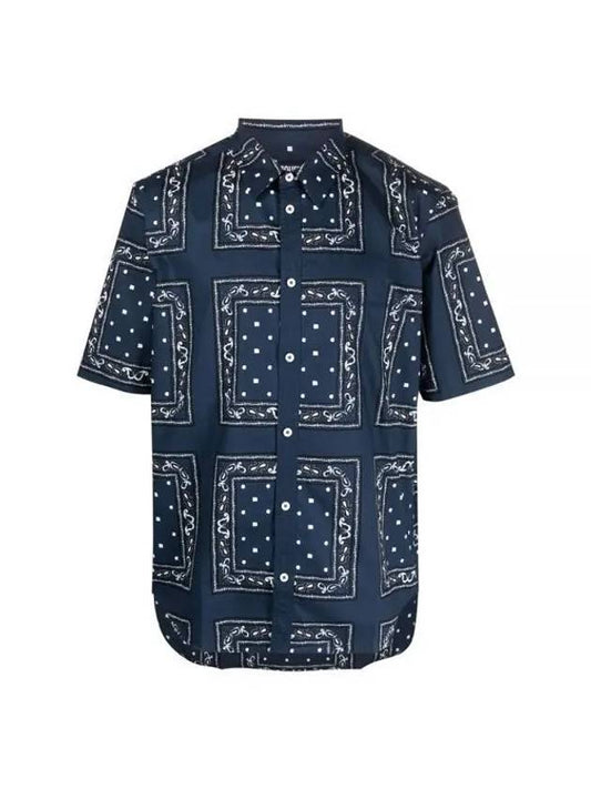 La Chemise Melo Paisley Bandana Short Sleeve Shirt Navy - JACQUEMUS - BALAAN 1