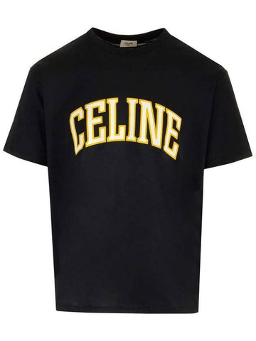 Loose Cotton Jersey Short Sleeve T-Shirt Black - CELINE - BALAAN 1