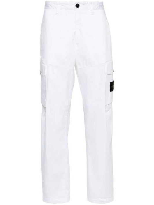 Regular Fit Cargo Cotton Straight Pants White - STONE ISLAND - BALAAN 1