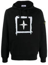 Men's Wappen Patch Box Logo Hoodie Black - STONE ISLAND - BALAAN 3