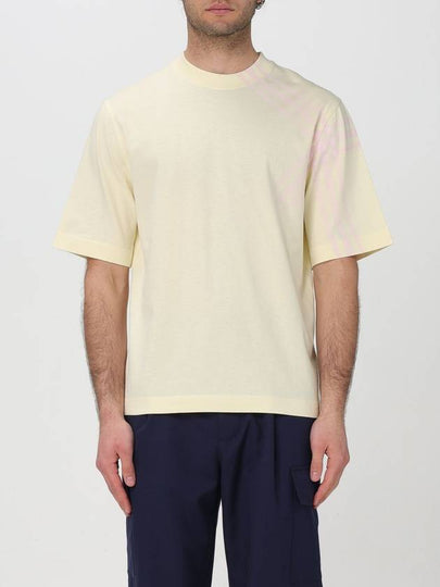 Check Cotton Short Sleeve T-Shirt Yellow - BURBERRY - BALAAN 2