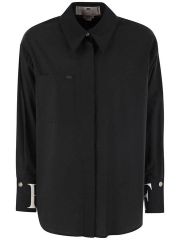 Poplin shirt with logo on cuffs - ELISABETTA FRANCHI - BALAAN 1