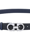 Reversible Gancini Leather Belt Black Blueberry - SALVATORE FERRAGAMO - BALAAN 9