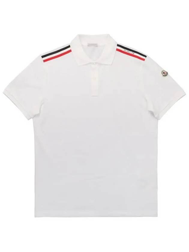 Men's Logo Pique Cotton Short Sleeve Polo Shirt White - MONCLER - BALAAN 2