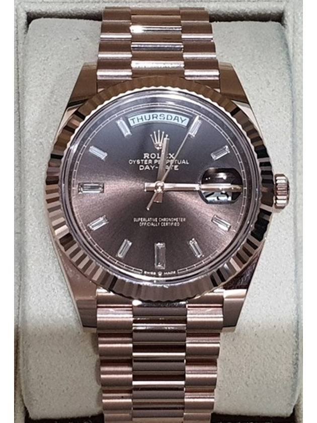 Rolex Day Date Rose Gold Choco Plate Baguette Diamond 20 Years - ROLEX - BALAAN 3