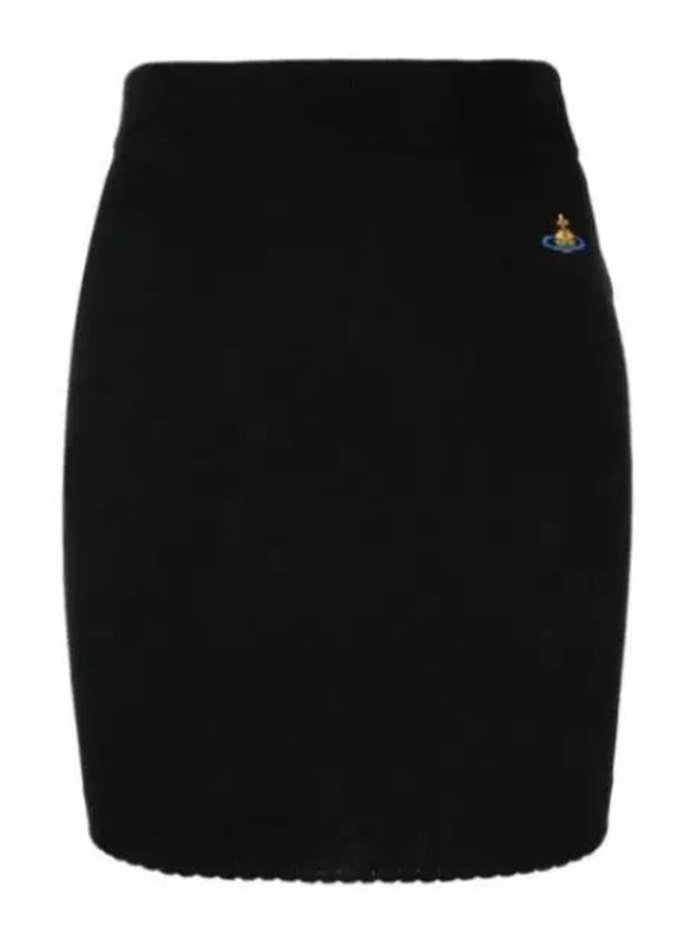 Women's ORB Logo Knit Bea Mini H Line Skirt Black - VIVIENNE WESTWOOD - BALAAN 2